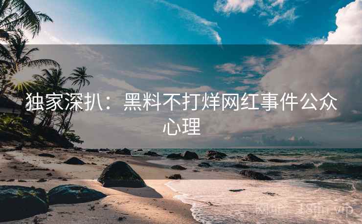 独家深扒：黑料不打烊网红事件公众心理