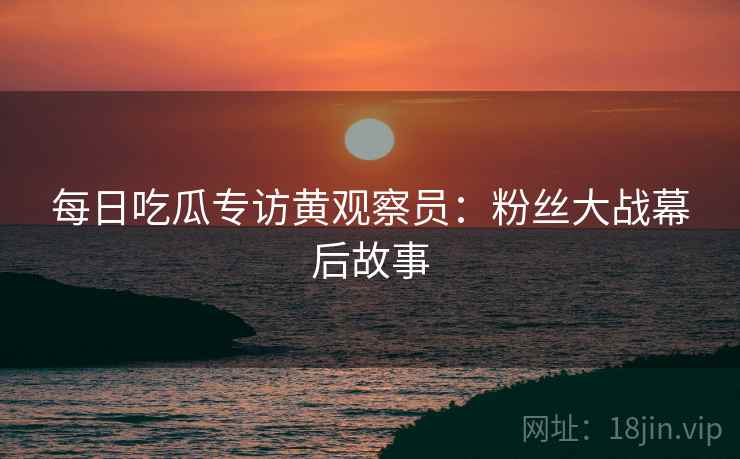 每日吃瓜专访黄观察员：粉丝大战幕后故事