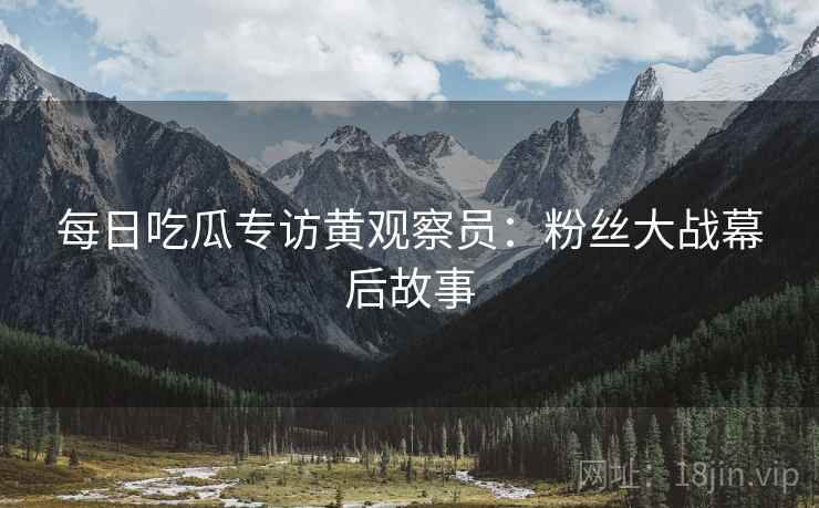 每日吃瓜专访黄观察员：粉丝大战幕后故事
