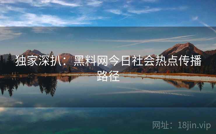 独家深扒：黑料网今日社会热点传播路径